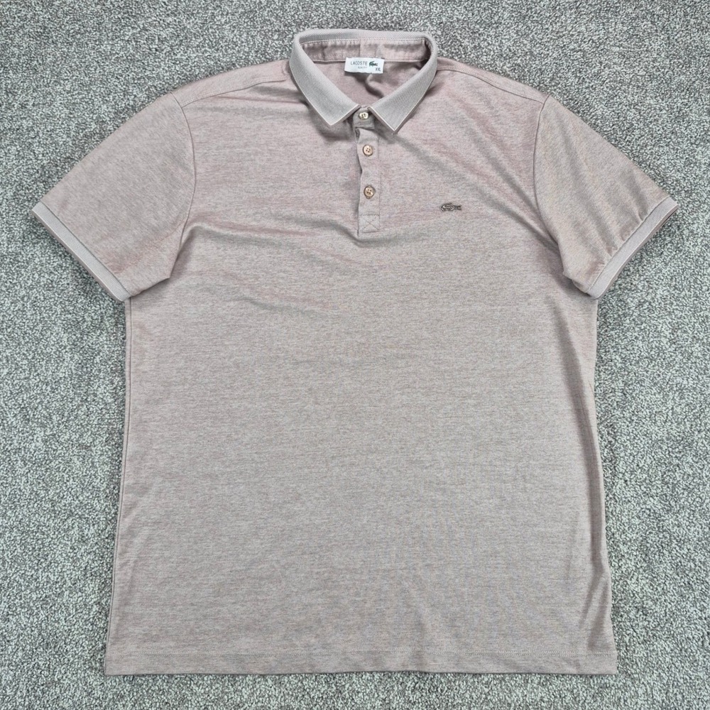 Lacoste Polo Shirt Mens XXL Tan Slim Fit Short Sleeve Cotton Blend Stretch